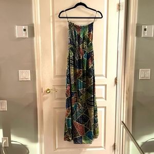 Patterned 100% silk maxi dress